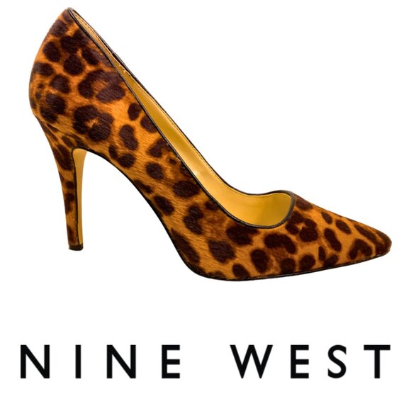 Nine West Leopard Print Faux Fur High Heel Pumps – Size 9M - Picture 1 of 10